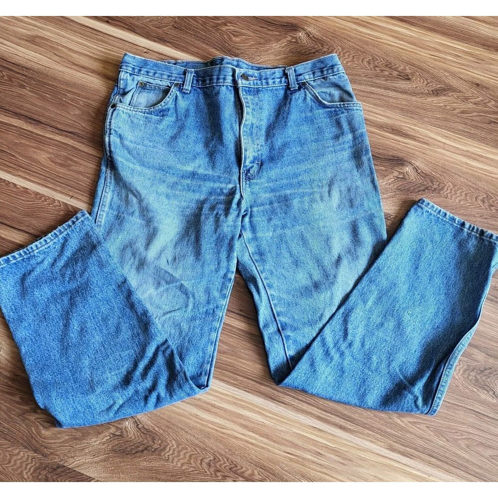 Vintage 80s Mom Jeans Calvin Klein 35x30 High Waisted Med Wash 38 USA Denim - Picture 3 of 16